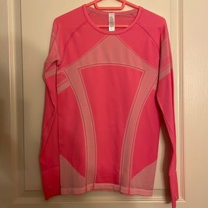 Ivivva Swiftly Tech Long-Sleeve Shirt, Hot Pink and Light Pink, Size 14